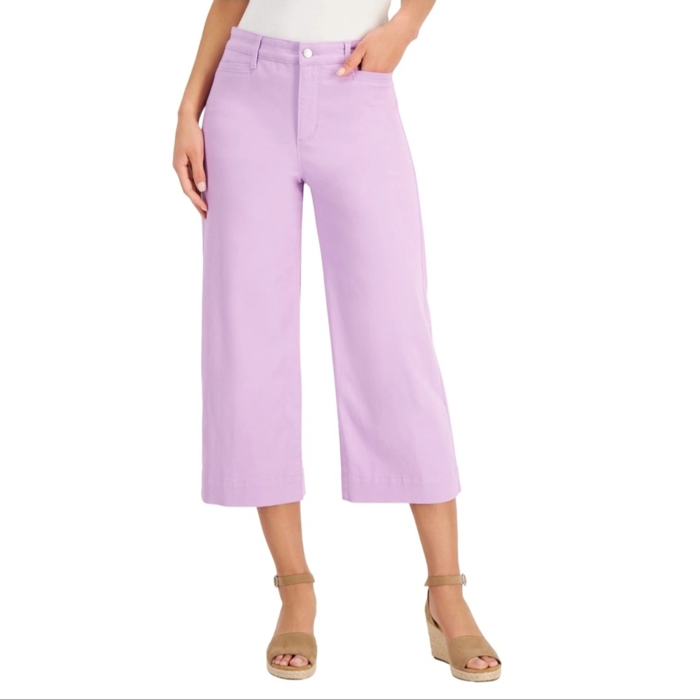 Charter Club Tummy Slimming Lilac Cropped Pants Wide Leg